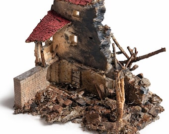 Modelo STL de una casa destruida en ruinas / Edificio bombardeado para dioramas y juegos de guerra / Escenografía de guerra imprimible