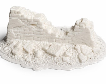 Ruinas de pared de ladrillo impresas en 3D / Terreno para juego de guerra a escala 1:72
