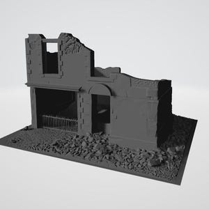 WW1/WW2 Ruined Building Diorama | 1:72 mm Wargaming Terrain (3D Printable STL File