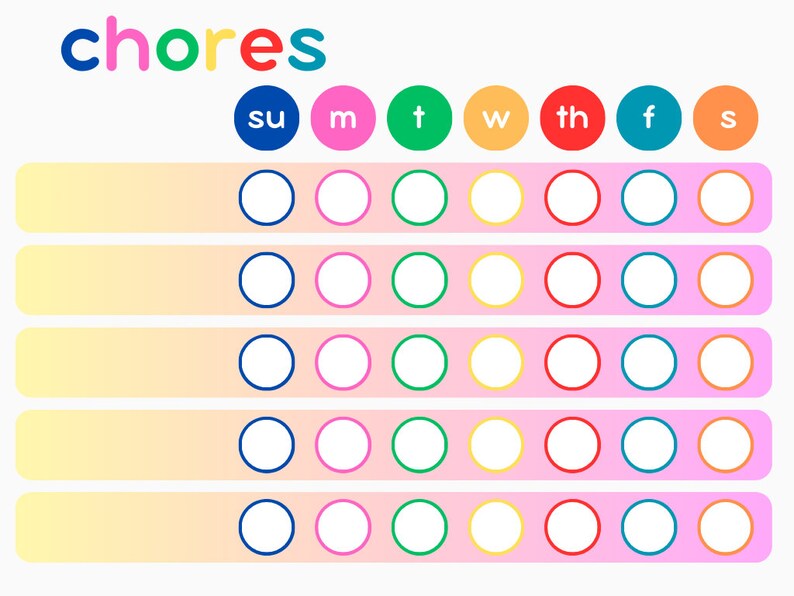 Chore Chart Rainbow Aesthetic Printable Use Over and Over Again One-of ...