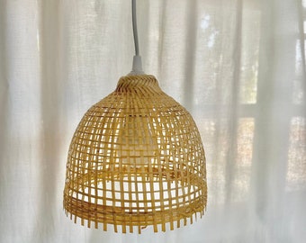 handmade bamboo pendant light: thai woven lampshade
