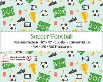 Soccer Football Seamless Digital Pattern Pack | Scrapbook Background | Commercial Use