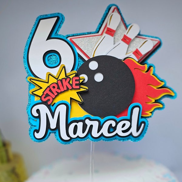 Personalisierte Bowling Cake TopperTortenaufsatz Bouling Party Personalisierte Geschenk Tortenfiguren Bowling Kuchendeko Birthday Dekoration