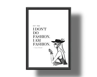 Coco Chanel Quote, Coco Chanel Wall Art, Printable Poster, Fashion Wall Art, Famous Quote Vintage Retro Wall Art Poster, Chanel Poster