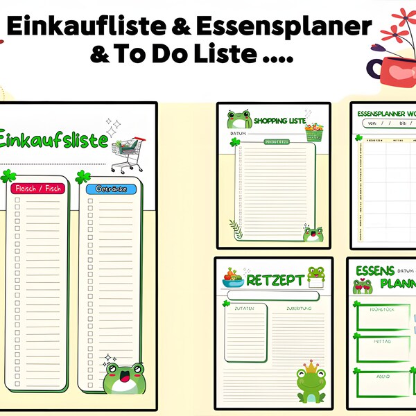 Shopping list SparFrosch Printable to do list, grocery list to print out, recipe, download PDF checklist template Frosch