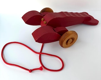 Vintage 1986 Larry Lobster Wooden Pull Toy Snapping Claws Maine Decor