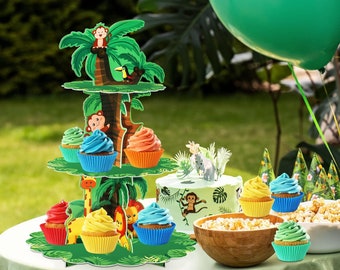 3 Tier Party Cake Holder, Cupcake Stand Decoration for Camping Birthday, Baby Shower