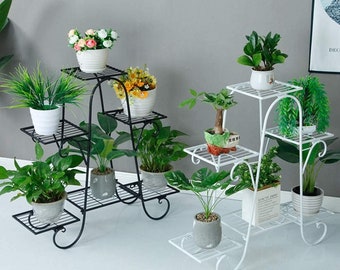 Support pour pot de fleurs à 6 niveaux pour intérieur et extérieur, étagère pour plusieurs plantes, support pour plante en métal pour terrasse