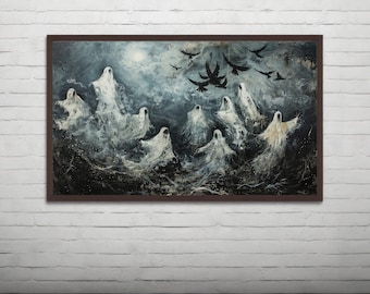 Halloween Frame TV Art, Ghost TV Art, Halloween Ghost Decor, Spooky Halloween, Spooky Art for TV, Art Digital Download