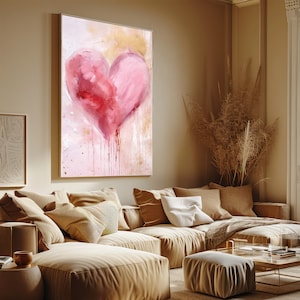 Valentines Day Red Heart Print Valentines Wall Art Rustic Vintage Valentines Day Decor Romantic Wall Art Valentines Day Gift For Her Art
