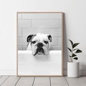 English bulldog printable wall Art | Instant Download | bulldog Printable | Dog Lover Gift | Bathroom Wall Art | Dog Portrait