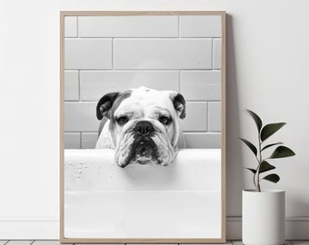 English bulldog printable wall Art | Instant Download | bulldog Printable | Dog Lover Gift | Bathroom Wall Art | Dog Portrait