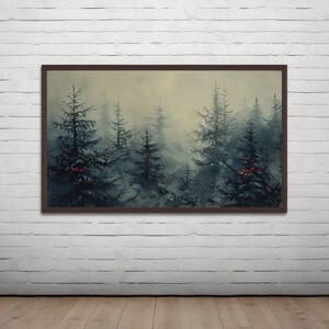 Samsung Frame TV Art Winter Oil Painting, Christmas Frame TV Art, Vintage Mountains Painting, Snow Landscape, Art Digital Download