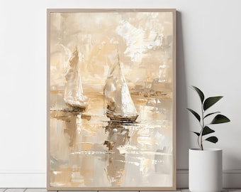 PRINTABLE Sailboat Painting Lake House Wall Art | Digital Download Nautical Art Print