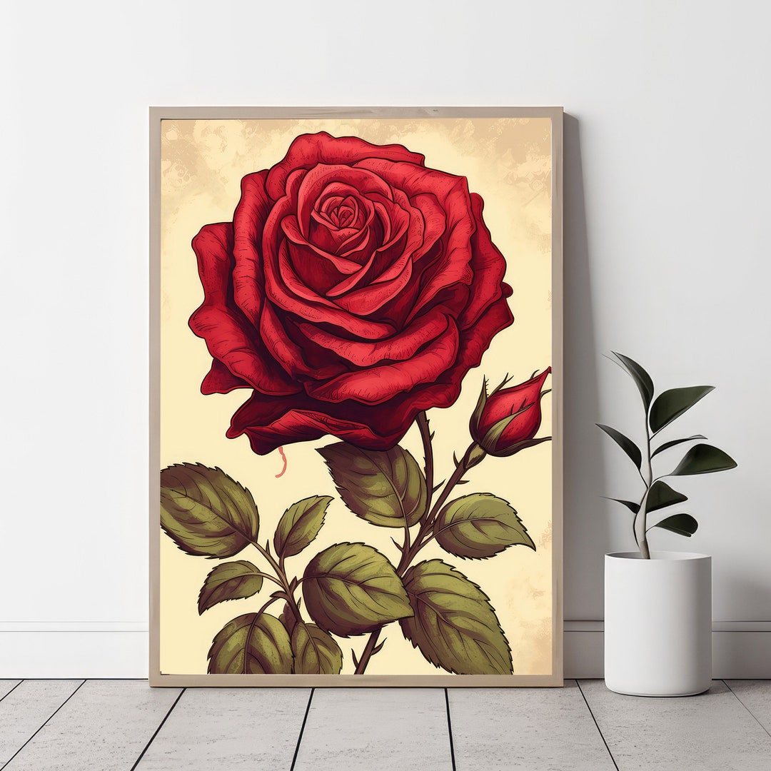 Red Roses Bouquet Art Valentines Day Decor Valentines Wall Art ...