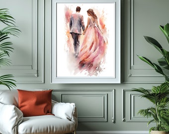 Coppia d'epoca Arte Stampa di San Valentino Regalo di San Valentino Arte murale di San Valentino Decorazione rustica di San Valentino Stampa di nozze Arte vittoriana