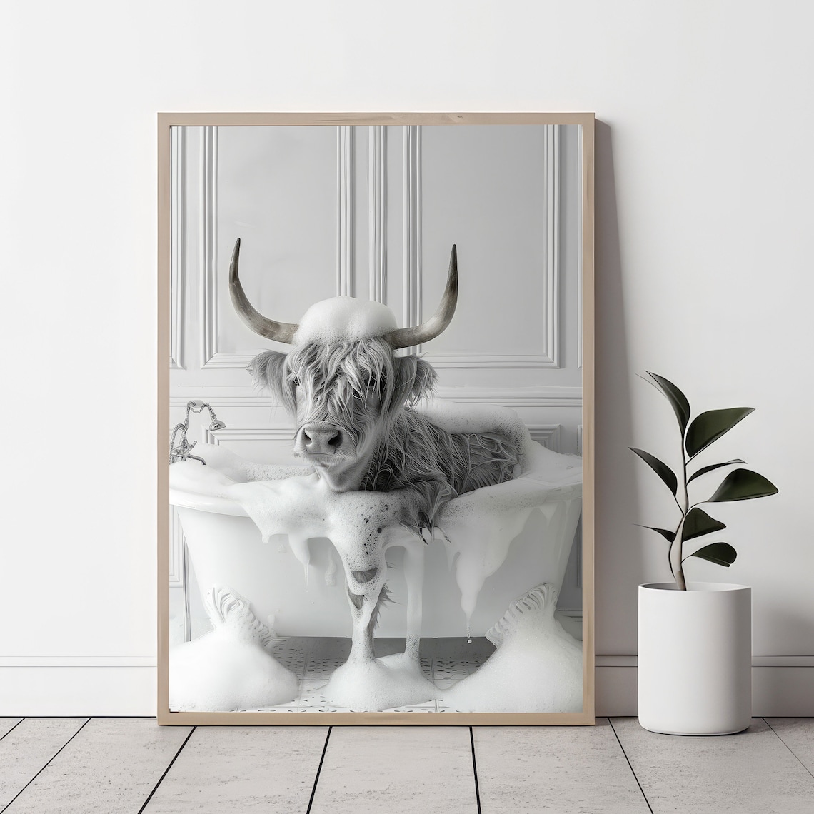 Highland Cow in Tub Printable Wall Art Highland Cow Photo Highland