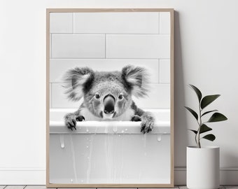 Impresión divertida de koala / Descarga instantánea / Arte mural de koala / Decoración infantil / Regalo de koala / Oso koala / Estampado animal / Animal con gafas de sol
