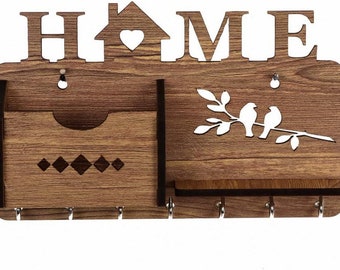 Key Holder for Wall Decorative | Key Hooks for Wall Mounted Key Storage | Key Rack | Key Hangers | Wall Key Holders for Home (7 Hooks, Brown