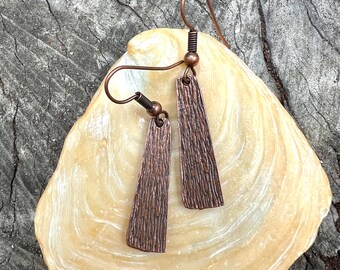 Pendientes colgantes boho, pendientes rectangulares de cobre, joyas boho, regalo para ella, ligeros