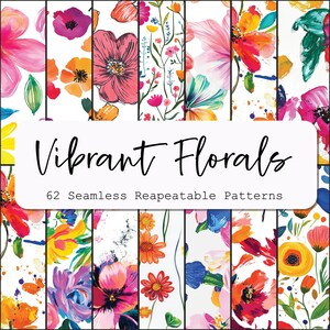 Paket med livfulla blommiga sömlösa mönster: PNG-kakel (digital nedladdning)
