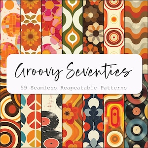 Groovy 70er Jahre inspirierte nahtlose digitale Mustersammlung Scrapbooking Kartenherstellung Papier Sublimation digital all over print siebziger Boho