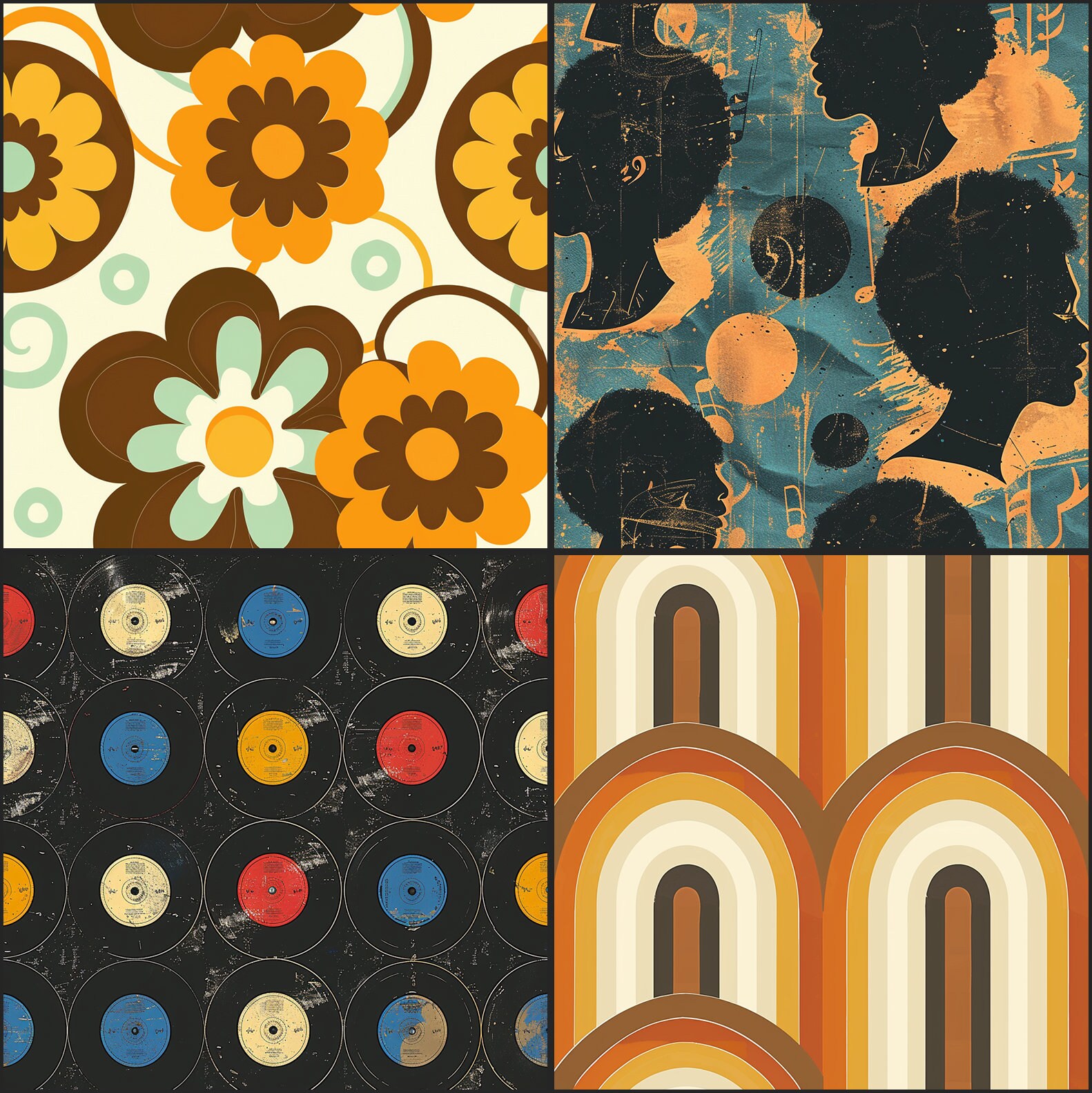 70s Groovy Digital Paper: Seamless Retro Pattern Collection (PNG) - Etsy