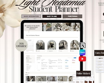 Agenda étudiant notionnel Agenda académique Light Academia College Agenda Modèle notionnel Tableau de bord étudiant universitaire