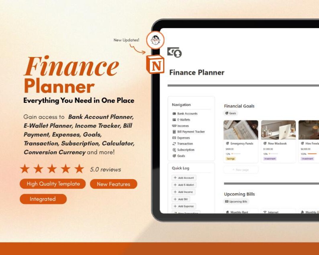 Personal Finance Planner Notion Template Planner Monthly Bill Tracker ...