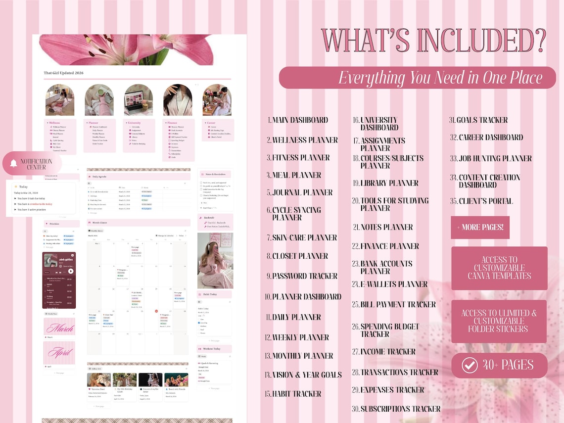 Notion Life Planner Template All in One Notion Second Brain Planner ...