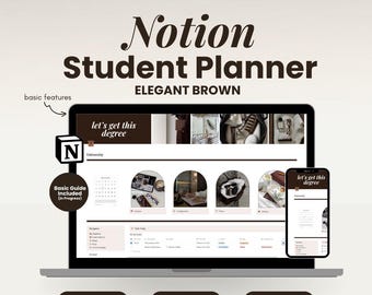 Tableau de bord scolaire Notion Student Planner pour les collèges et universités