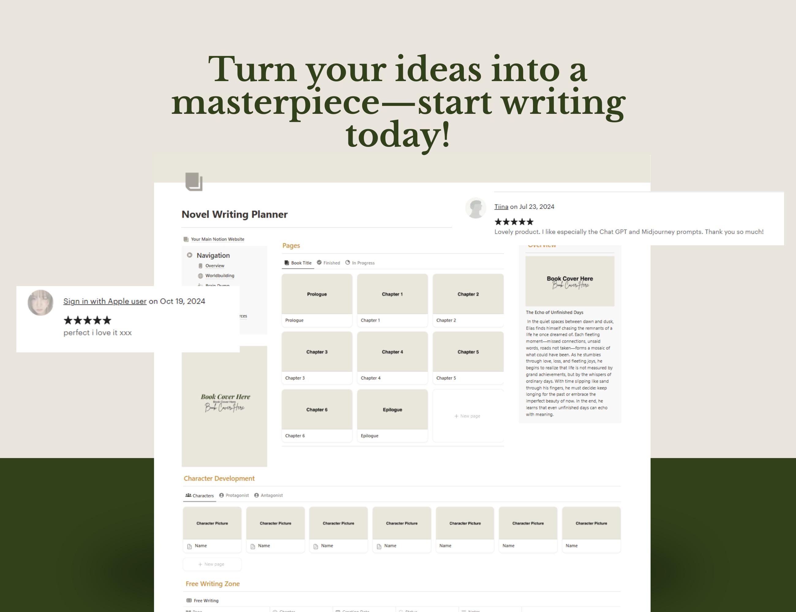 Novel Planner | Ultimate Notion Template for Writers | Novel Outline ...