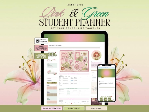 Notion Student Planner Academic Planner Student Notion Template Assignment Tracker Exam Planner Course Planner Notion University