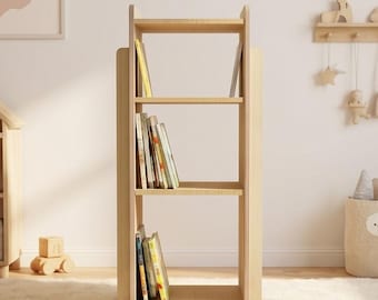 Kids Rotating Swivel Bookcase | WoodenRevolving Bookshelf for Playroom & Bedroom