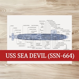USS Sea Devil Vintage Submarine Poster | Archival Quality Print | Nautical Wall Art | Perfect Gift for Veterans & Submarine Enthusiasts