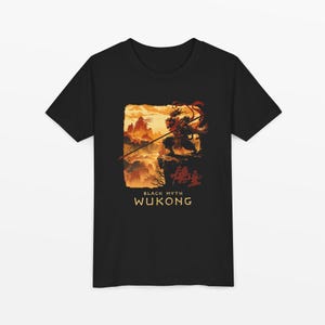 Black Myth Wukong Kid&#39;s Short Sleeve Shirt | Journey to the West Chinese Mythology | Comfortable Youth Tee | Great Gift for Gamers