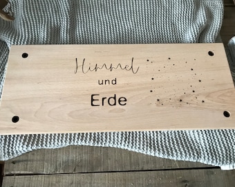 Geschenkidee. Individuelle, massive Holzschaukel Himmel und Erde für Kinder und Erwachsene. Mit persönlicher Gravur, falls gewünscht.