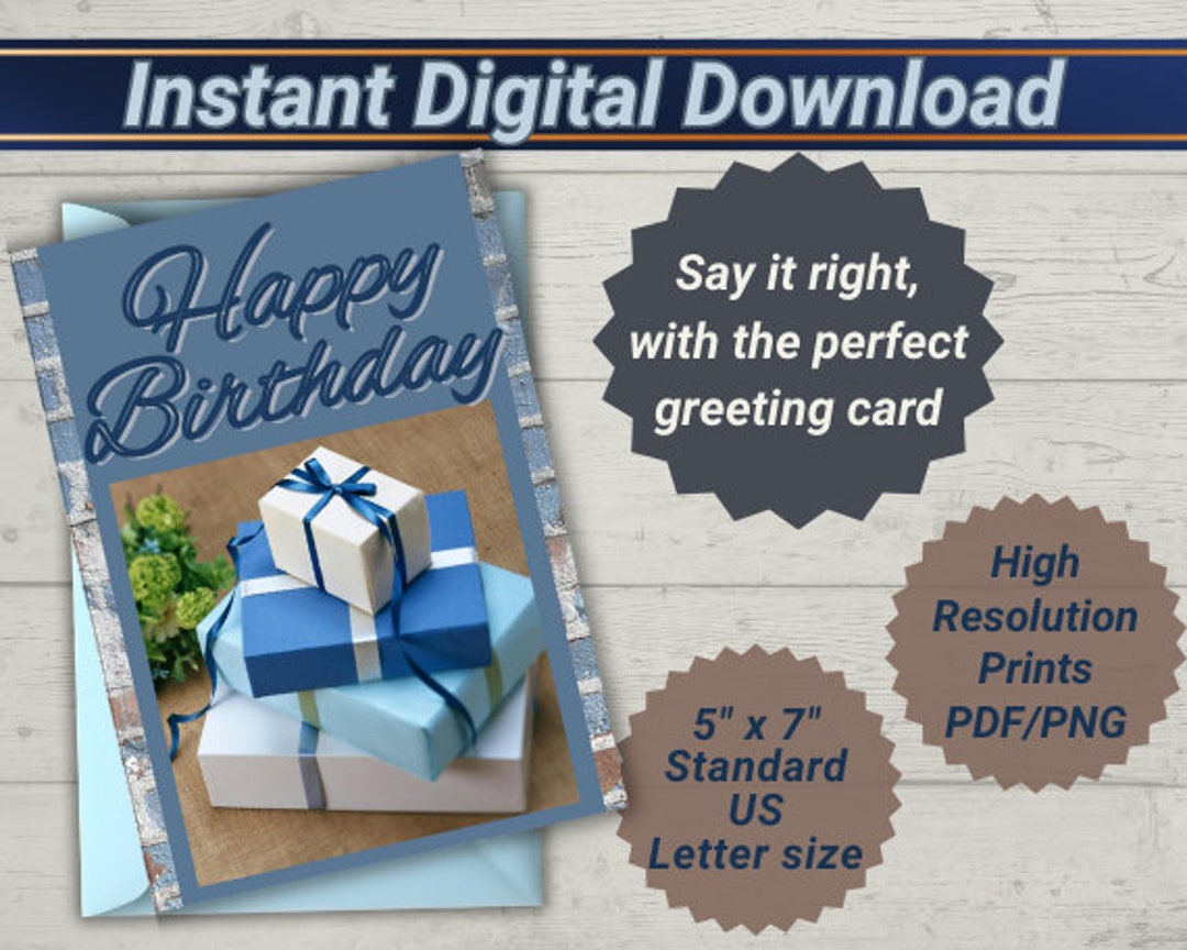 Happy Birthday Card for Him Printable Greeting Card With Message ...