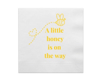 A Little Honey Is On The Way Baby Shower Cocktail Napkins | What Will Baby Be | Winne the Pooh Shower  | Bee Baby Shower | New to the Hive