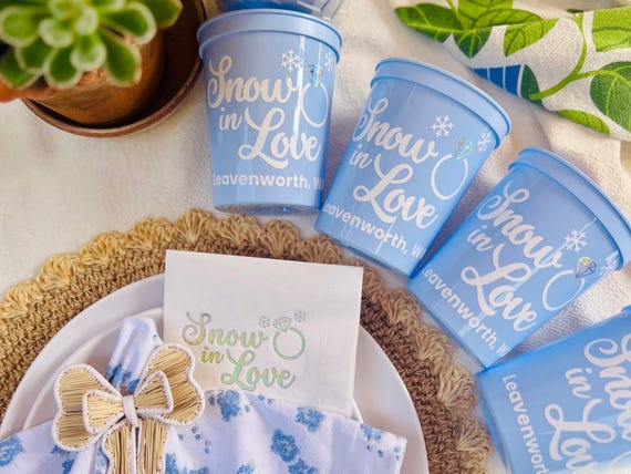 Snow In Love 16oz Stadium Cup | Winter Bachelorette Cups | Snow In Love Wedding | Up To Snow Good | Winter Mountains Bachelorette