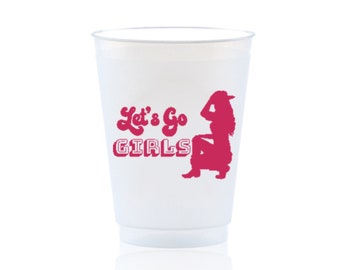 Let's Go Girls Frosted 16oz Drinking Cups for Country Western Bachelorette | Disco Cowgirl | Last Rodeo | Nash Bash | Bride's Last Rodeo