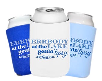Errbody At The Lake Gettin' Tipsy Can Cooler | Personalized Lake Wife Can Cooler | Lake Wife Bachelorette Party Favors | Love On The Lake