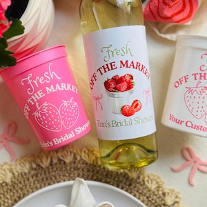Fresh Off The Market Customizable Stadium Cups | She&#39;s Fresh Off The Market Bridal Shower | Berry In Love | Bachelorette Party Favors