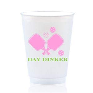 Day Dinker Pickleball Frosted 16oz Drinking Cups | Pickleball Gift | Pickleball Plastic Cups | Pickleball Tournament | Pickleball Team
