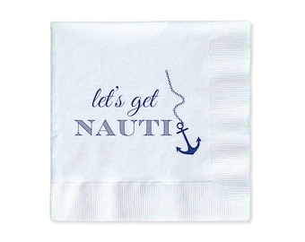 Let's Get Nauti Cocktail Paper Beverage Napkins | Nauti Bachelorette | Last Sail | Last Toast On Coast | Beach Bachelorette