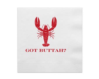 Got Buttah Lobster Paper Cocktail Napkins | Coastal Napkins | Maine Lobster Napkins | Lobster Décor | She Found Her Lobster | Cape Cod Décor