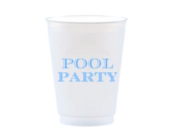 Pool Party Frost Flex 16oz Drinking Cups | Pool Party Cups | Shatterproof Cups | Pool Party Decorations | Summer Party Cups | Pool House Cup