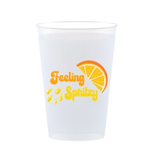 Feeling Spritzy 12oz Frost Flex Drinking Cups | Love At First Spritz Bridal Shower | Aperol Spritz Bachelorette | Aperol Spritz Theme Party