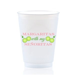 Margaritas With My Señoritas 16oz Frosted Drinking Cups | Margaritas & Matrimony Bachelorette | Last Margarita | Final Fiesta | Tequila Taco