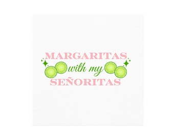 Margaritas With My Señoritas Cocktail Paper Beverage Napkins | Margaritas & Matrimony Bachelorette | Final Fiesta | Last Margarita